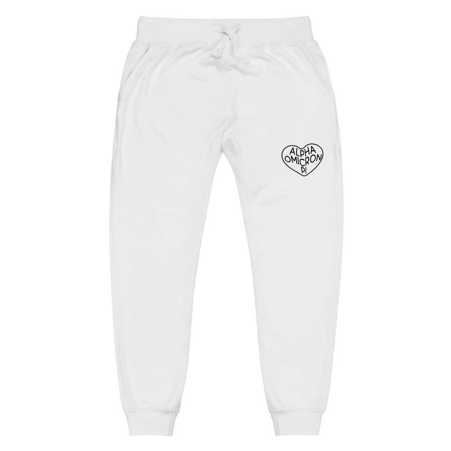 Ali & Ariel White Embroidered Heart Joggers <br> (sororities A-D)