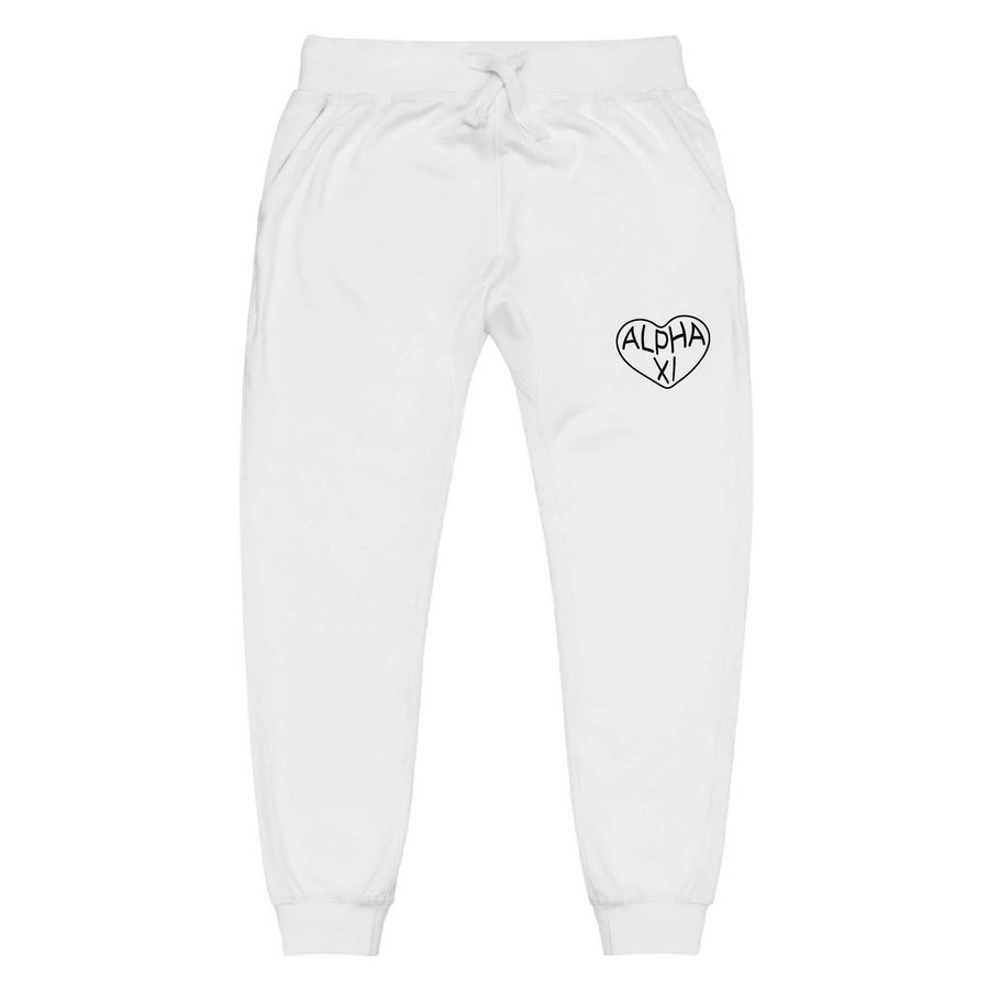Ali & Ariel White Embroidered Heart Joggers <br> (sororities A-D)
