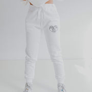 Ali & Ariel White Embroidered Heart Joggers <br> (sororities A-D)