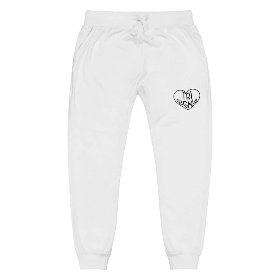 Ali & Ariel White Embroidered Heart Joggers <br> (sororities G-Z)