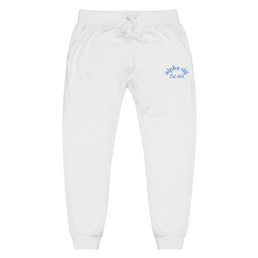 Ali & Ariel White Embroidered Joggers <br> (sororities A-D)