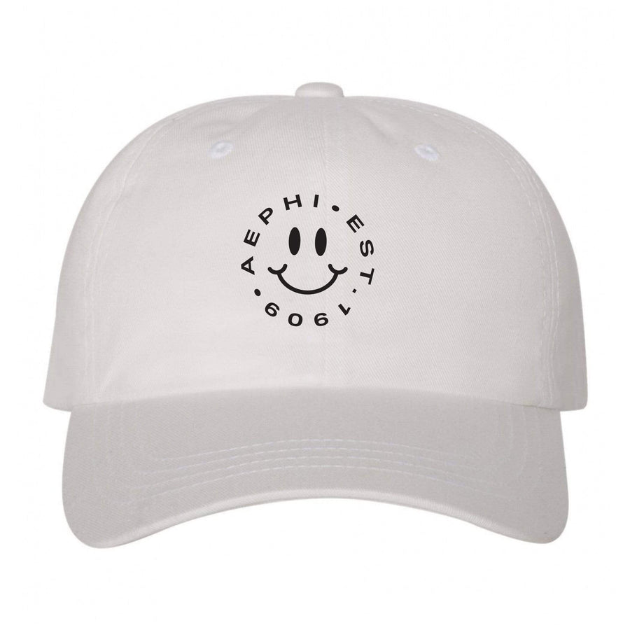 Ali & Ariel White Embroidered Smiley Hat <br> (available for all sororities)