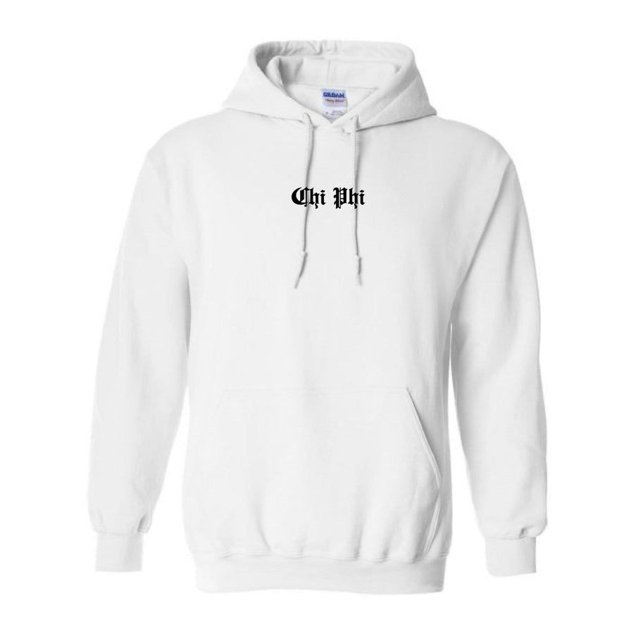 Ali & Ariel White Old English Hoodie <br> (available for all fraternities)