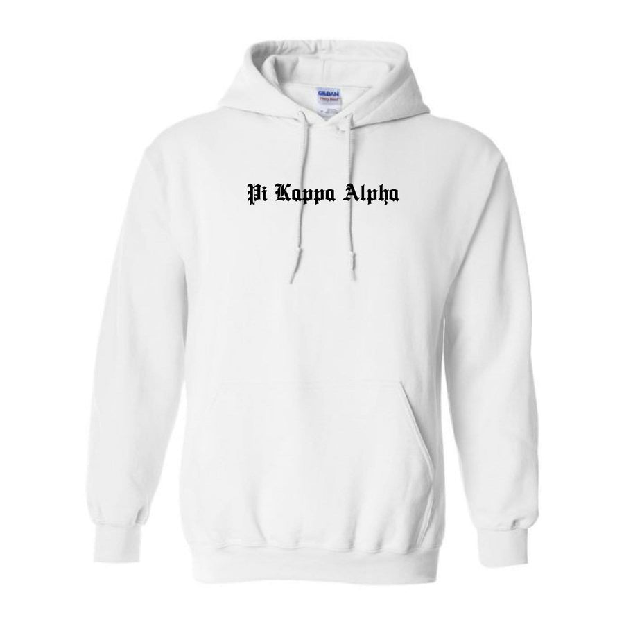 Ali & Ariel White Old English Hoodie <br> (available for all fraternities)