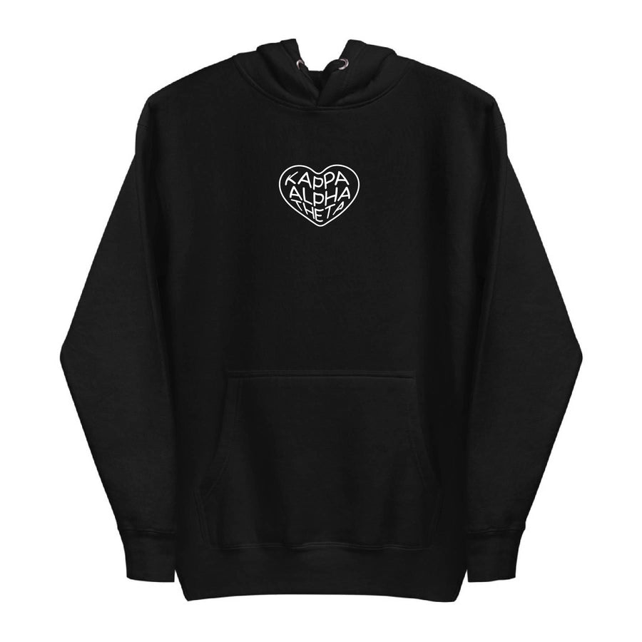 Ali & Ariel White on Black Embroidered Heart Hoodie <br> (sororities G-Z)